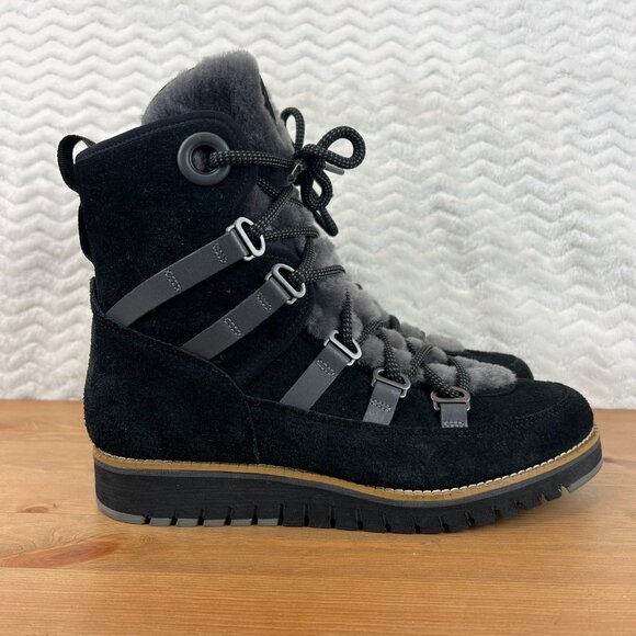 Cole Haan Womens Boots Zerogrand Lux Hiker Water Resistant Shearling Fur Sz 7.5B - Picture 2 of 10